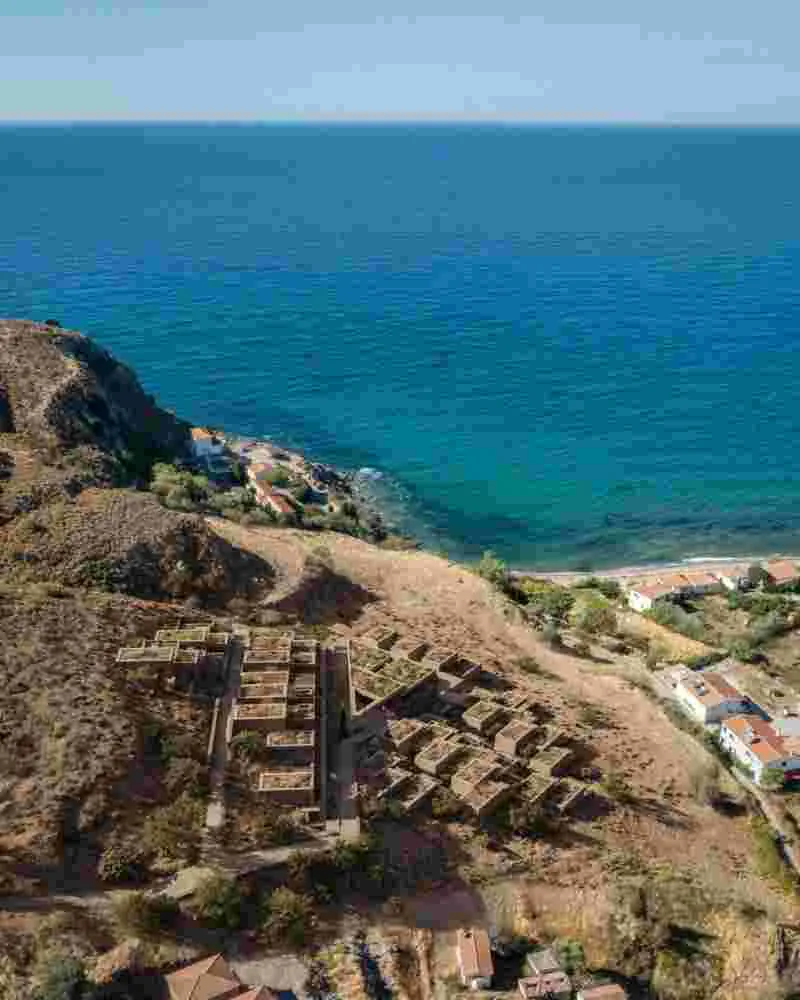 Panoramic view of the Cubescape hotel in Limnos